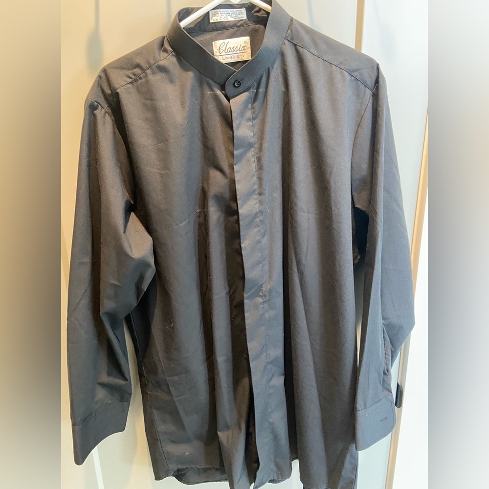 Long Sleeve Plain Front Tuxedo Shirt